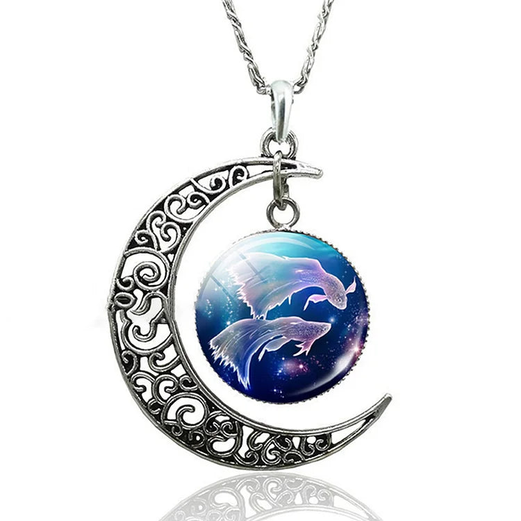 Delicate women's Zodiac Moon pendant, a unique celestial star sign necklace.