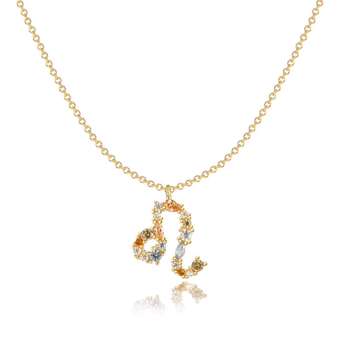 Gold plated celestial zodiac charm necklace, women's jewelry.