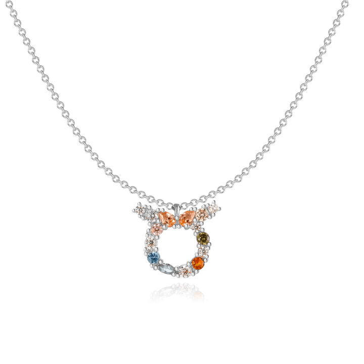 Modern women's zodiac necklace, sterling silver accessory.