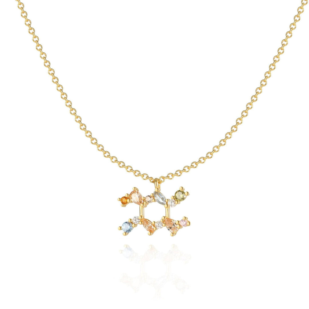Zirconia embellished star sign necklace, gold plated finish.