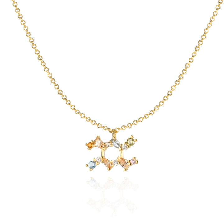 Zirconia embellished star sign necklace, gold plated finish.