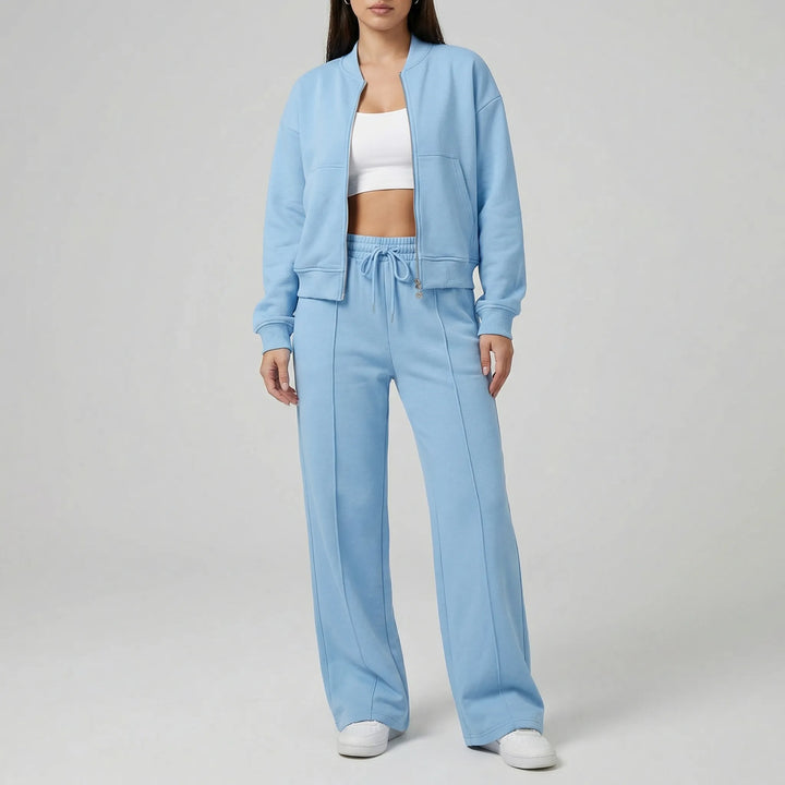Women's Effortless Evie straight leg trousers set with jacket; regular fit for a comfortable, stylish two-piece outfit.