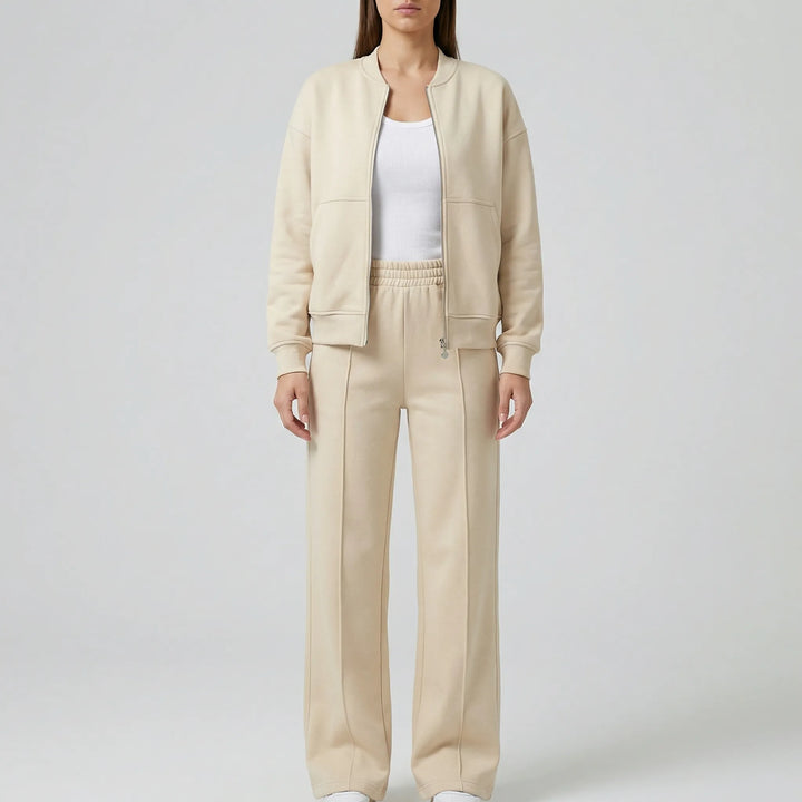 Professional women's straight leg trousers set with jacket; perfect workwear for a polished, elegant look.