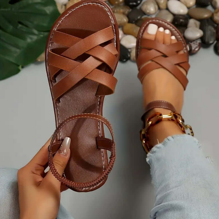 Stylish women's strappy comfort sandals, perfect casual footwear for summer outings.