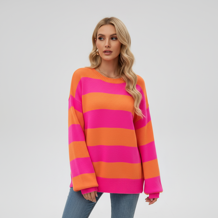 Women's striped knit cardigan, 'Lena' style, a cozy and fashionable cotton blend top
