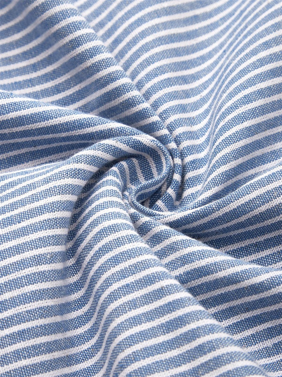 Chic women's striped midi dress with elegant button detail. Comfortable and versatile for casual or daily summer wear.