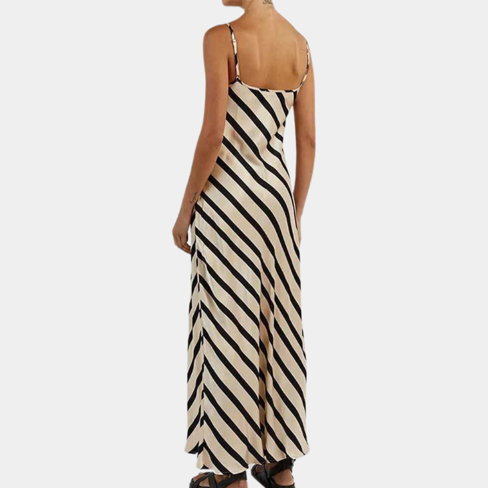 Comfortable women's sleeveless striped midi dress, great as a casual summer and beach dress