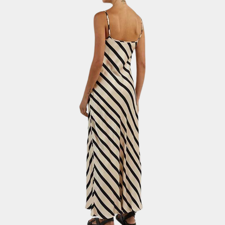 Comfortable women's sleeveless striped midi dress, great as a casual summer and beach dress