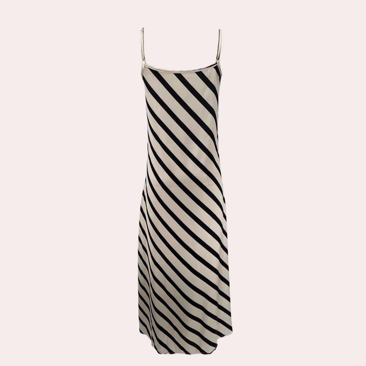 Striped women's midi dress, sleeveless and perfect for summer, a comfortable casual dress