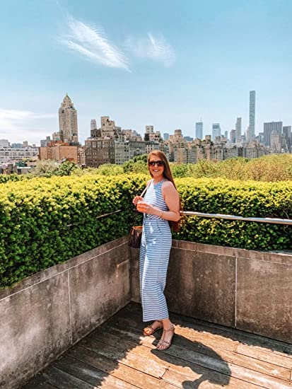 Alina V-neck wide leg jumpsuit with stripes, offering a relaxed and chic summer look