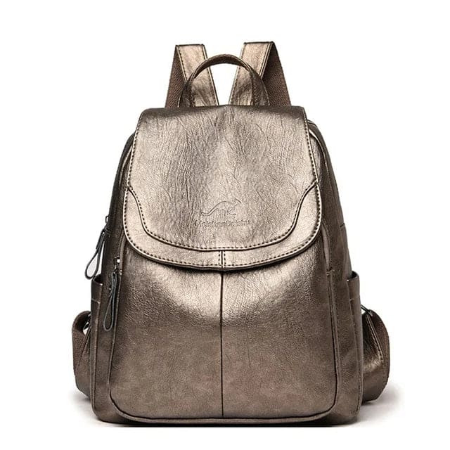 Stylish women's travel backpack featuring a structured design & secure flap closure for versatile use.