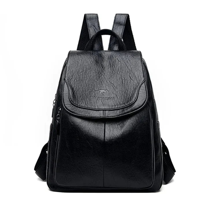 Premium women's structured backpack with a chic flap, enhancing any outfit as a fashionable accessory.