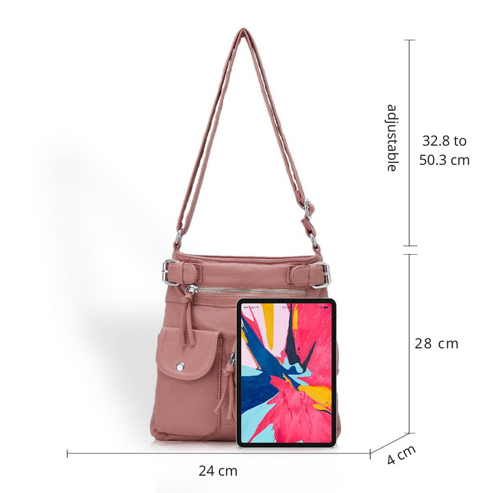 Back of the women's anti-theft crossbody purse, featuring a hidden secure pocket.