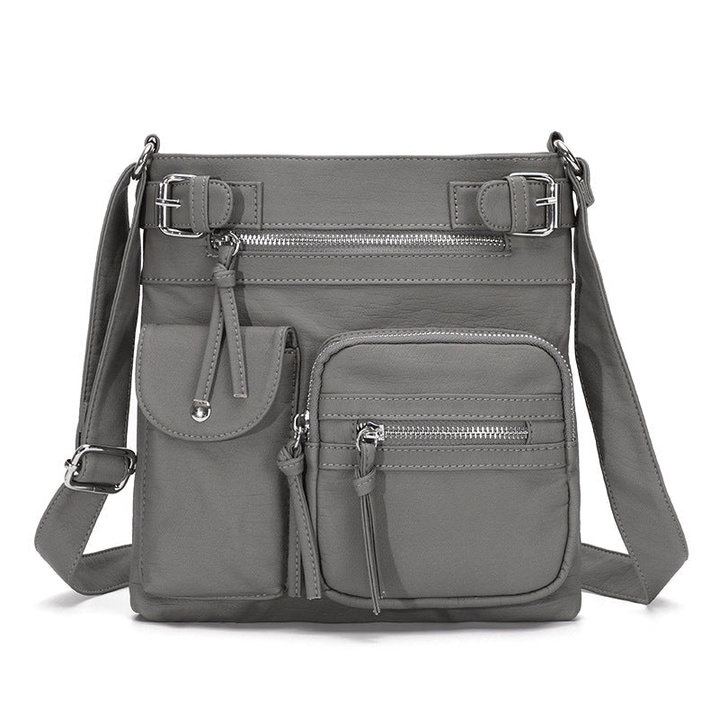 Lifestyle shot: woman enjoying her day with a stylish anti-theft everyday crossbody bag.