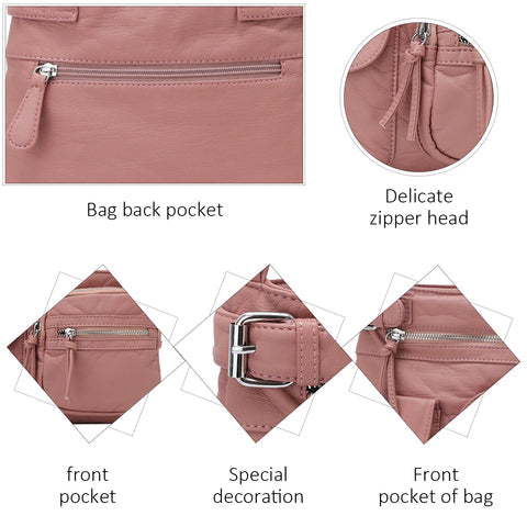 Woman wearing a chic anti-theft crossbody bag, great for city travel & daily errands.