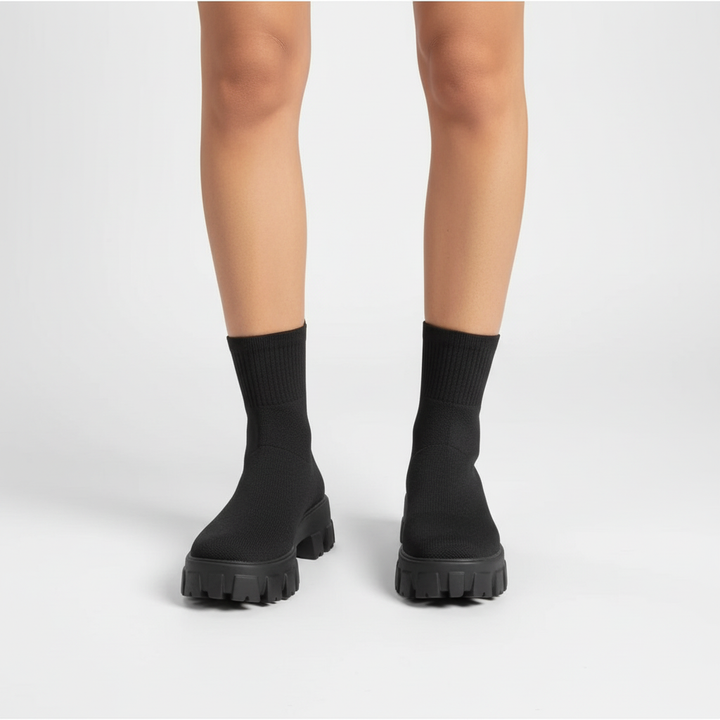 Women's stylish autumn ankle boots, Sofia, with tread sole for comfortable everyday wear