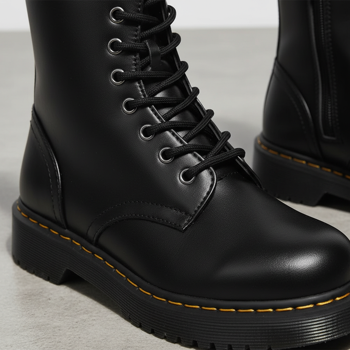 Elegant women's fashion boots in classic black leather, offering versatile style for any occasion or season.