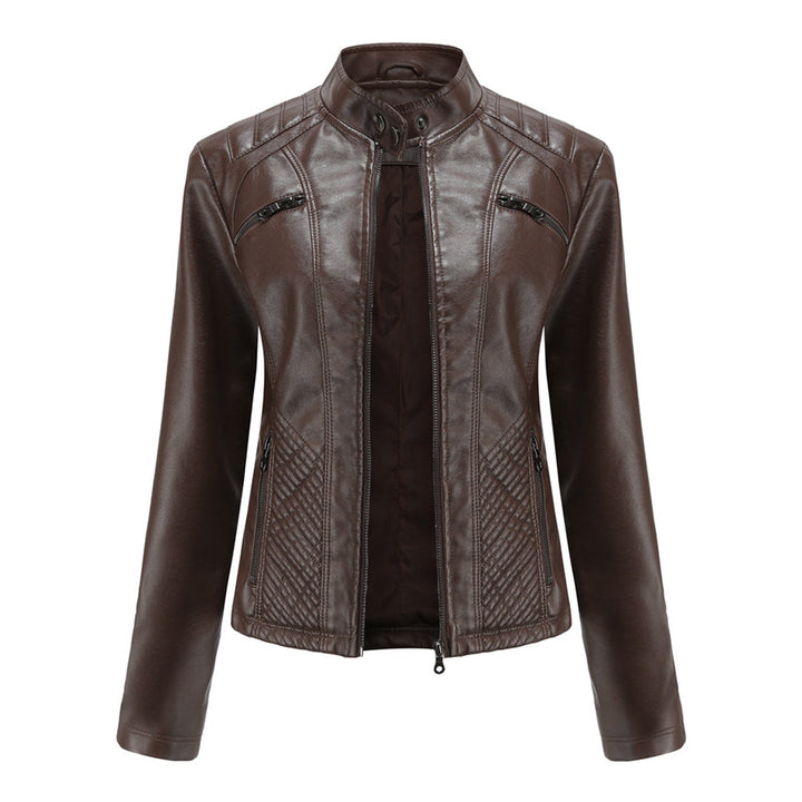 Chic women's biker jacket, timeless design, high-quality leather, modern appeal.