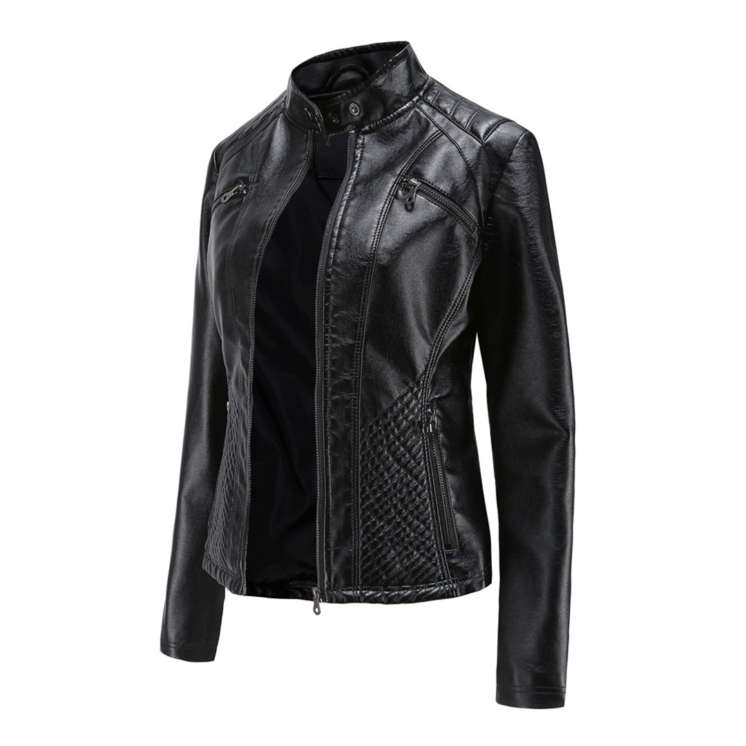 Timeless Nova leather women's jacket, perfect all-season trendy outerwear.
