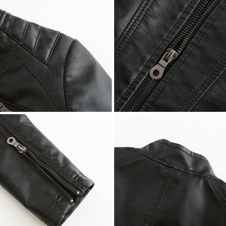 Fitted women's biker jacket in high-quality leather, versatile & stylish.