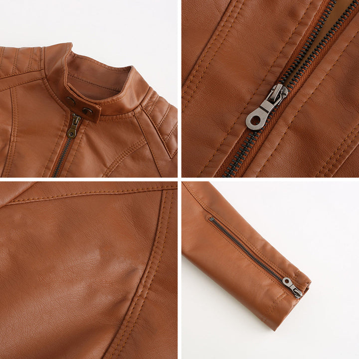 Versatile women's moto jacket, all-season wear, chic ladies fashion.