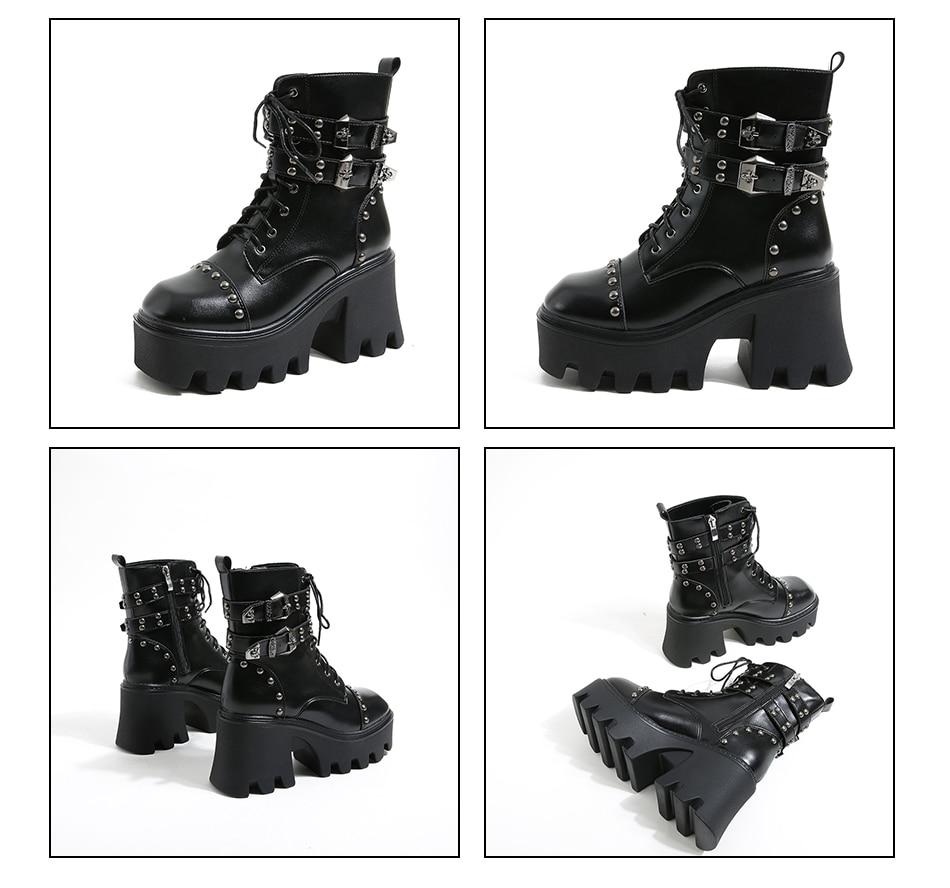 Stylish women's platform ankle boots; waterproof & slip-resistant features for confident, fashionable wear.