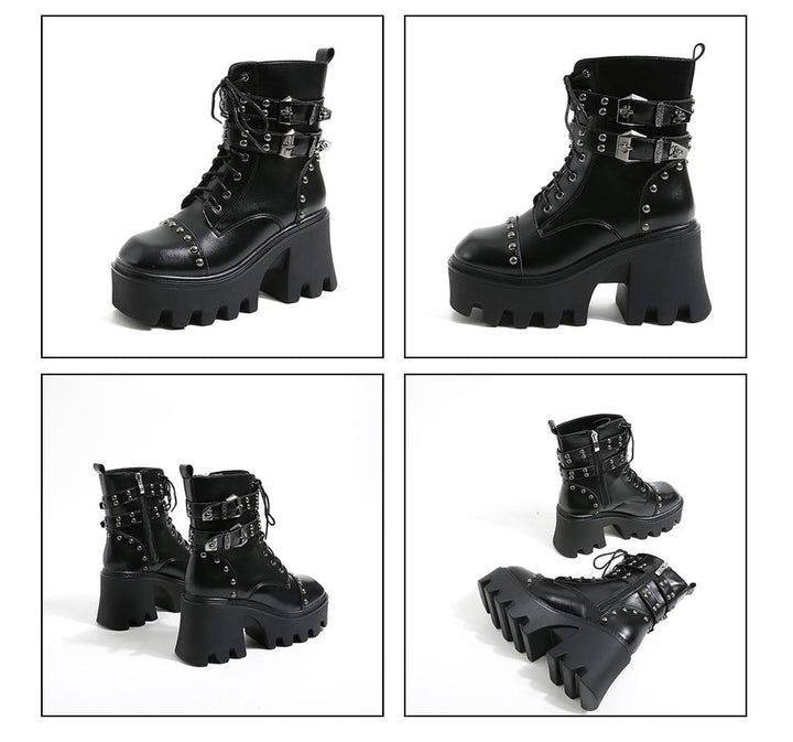 Stylish women's platform ankle boots; waterproof & slip-resistant features for confident, fashionable wear.