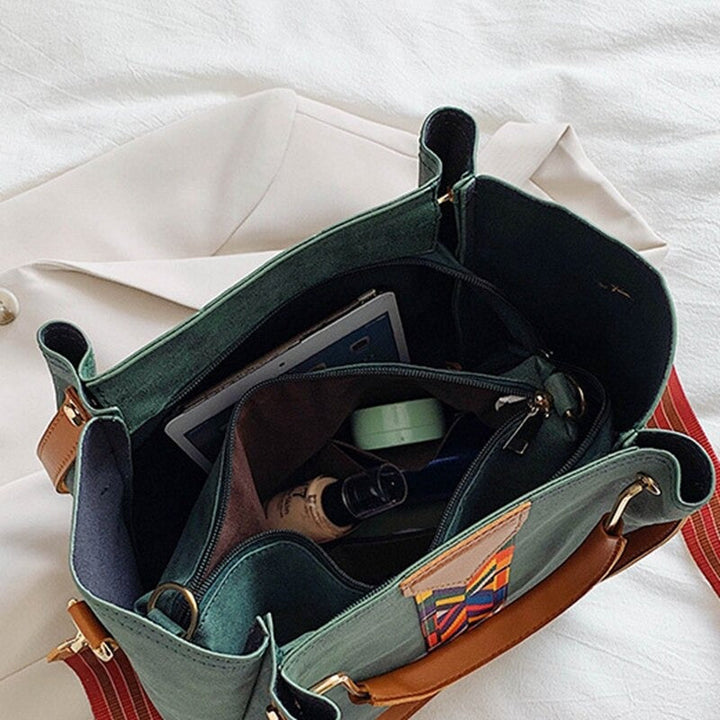 Durable women's everyday carry tote in rich brown PU leather