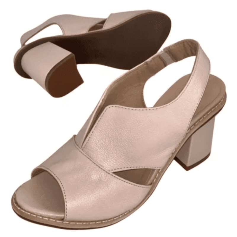 Slip-resistant sole detail on women's block heel sandals, ensuring secure everyday wear.