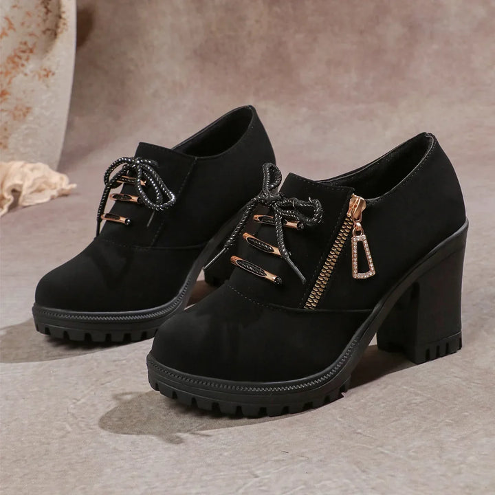 Elegant women's block heels designed for all-day comfort, combining style and practical support.