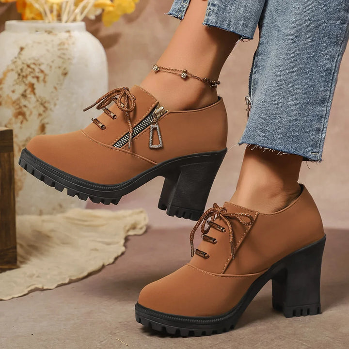 Durable women's block heels, perfect stylish footwear for long wear, featuring a comfortable design.