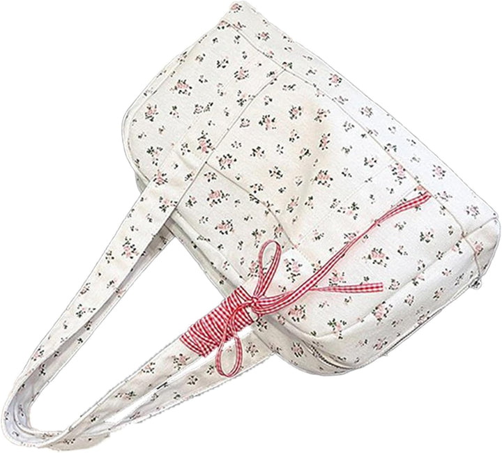 Women's stylish canvas bow duffle bag, large weekender with ribbon accent for travel