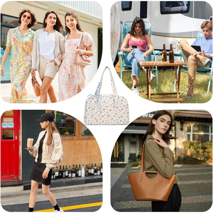 Waterproof canvas weekender duffle bag for women, Floria large travel bag with ribbon bow