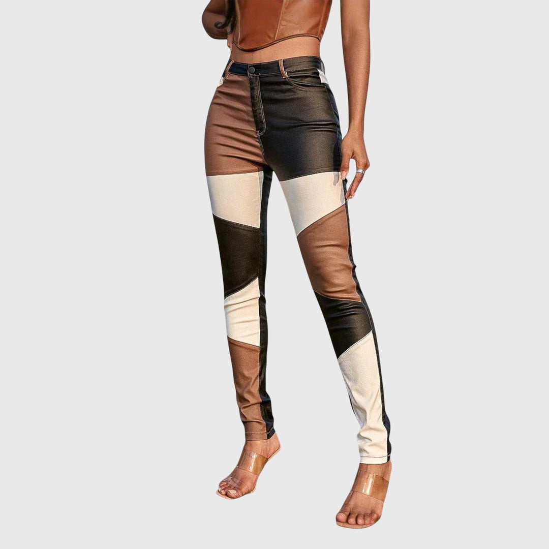 Women's stylish color block tube pants. Modern, comfortable, and chic for versatile everyday wear.
