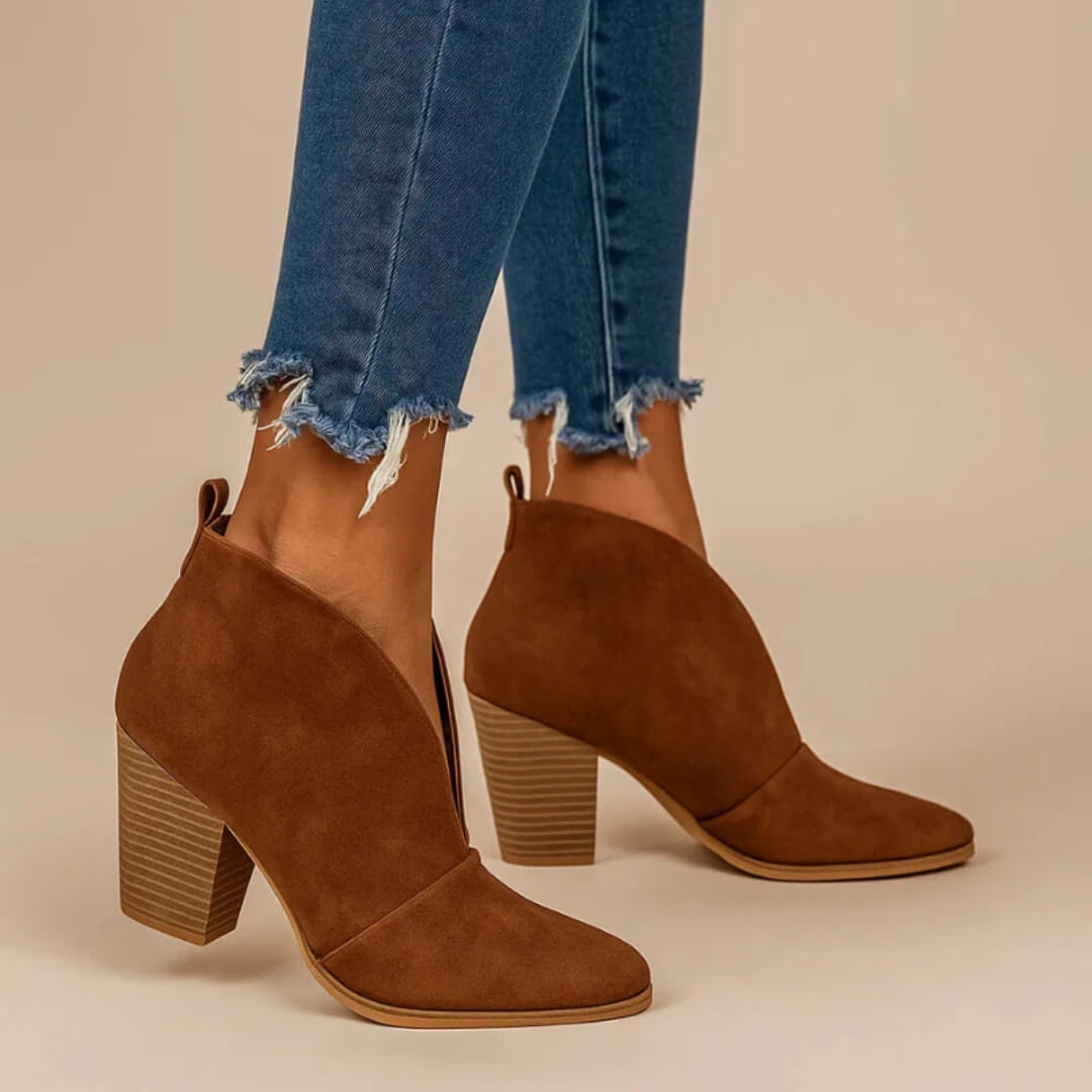 Elegant women's ankle boots. Stylish & comfortable slip-on booties, perfect chic footwear for versatile fashion.
