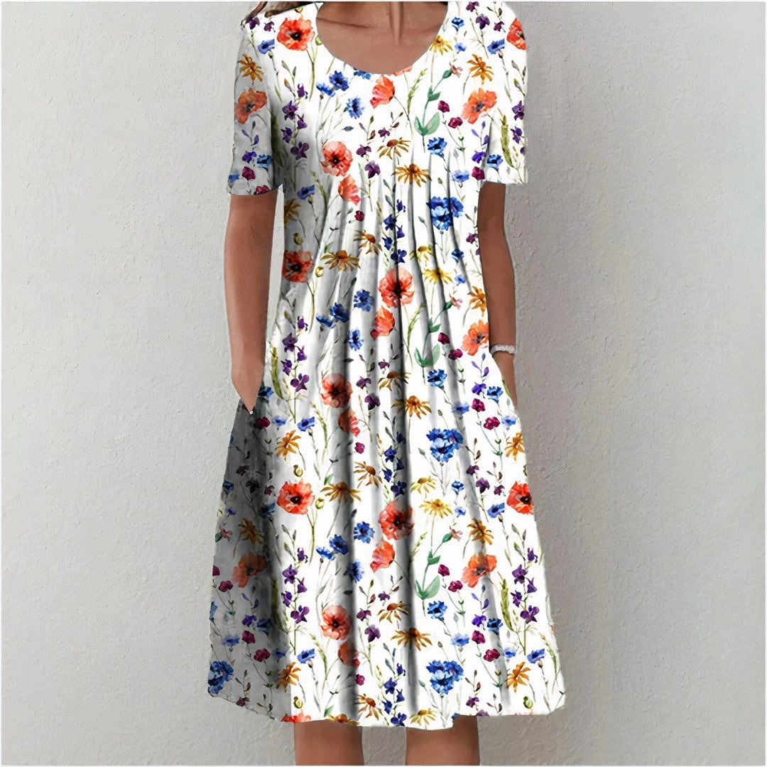 Women's stylish cotton summer midi dress for effortless elegance & all-day comfort, perfect for spring fashion.