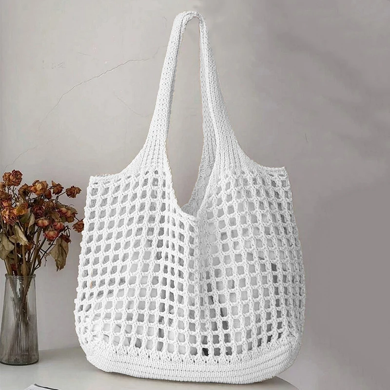 Women's large crochet tote bag, a fashionable and functional everyday carryall.