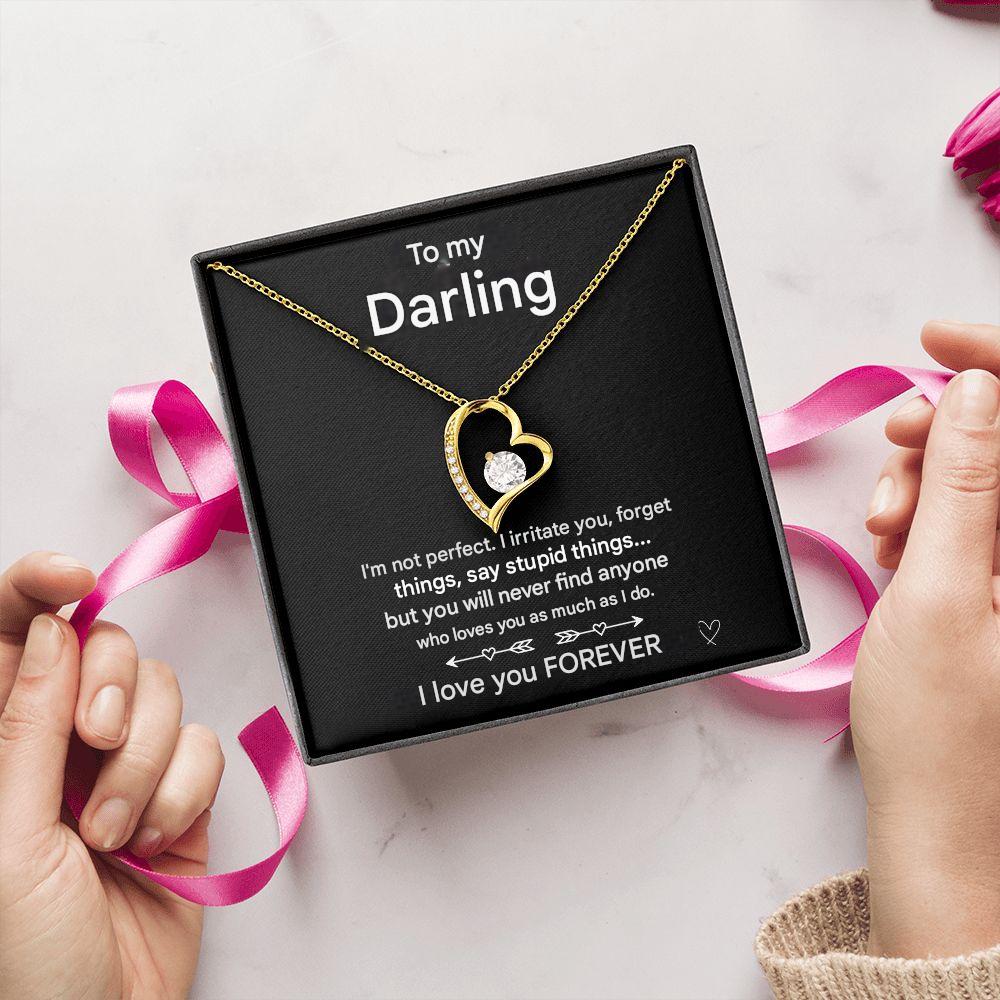 Women's fashion heart necklace, perfect as a romantic love jewelry gift. Available in gold.