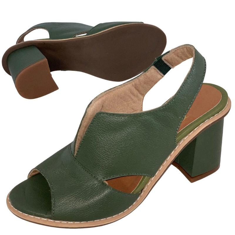 Women's Selina heeled leather sandals, ideal for all-day wear with superior ergonomic comfort.