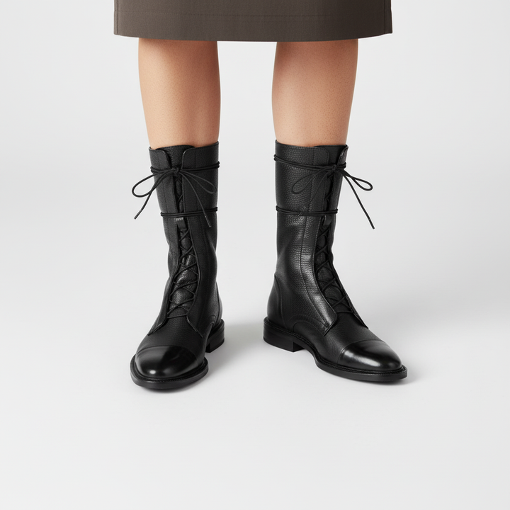Durable women's high laced boots with a robust non-slip sole, offering lightweight comfort & stylish everyday wear.