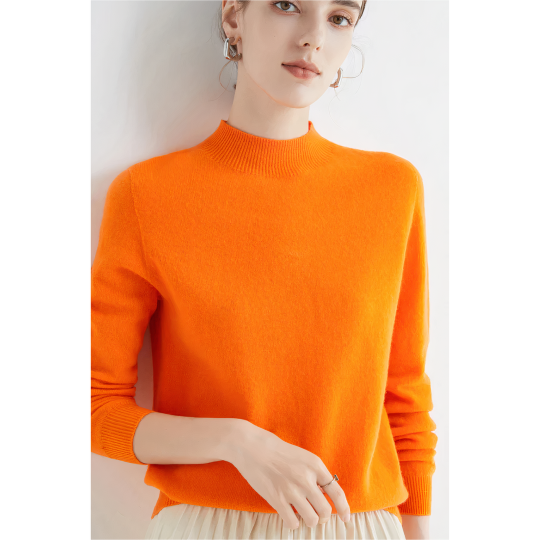 Women's versatile knitted half-neck sweater, a chic long-sleeve pullover and cozy everyday essential.