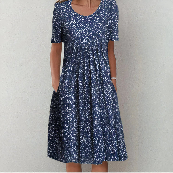 Comfortable patterned Lina cotton dress for women, ideal for spring & summer daywear.