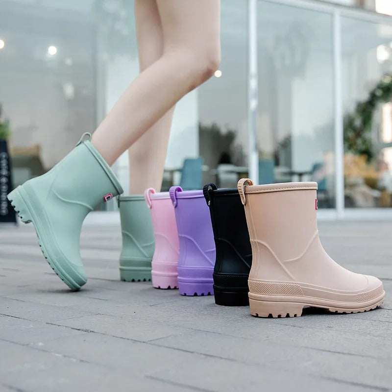 Women's comfortable, stylish, waterproof mid-calf rain boots. Essential footwear for wet weather.