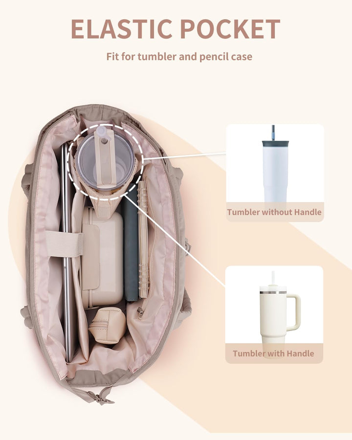 Durable women's padded laptop bag, with a handy cup holder and spacious enough for daily essentials.