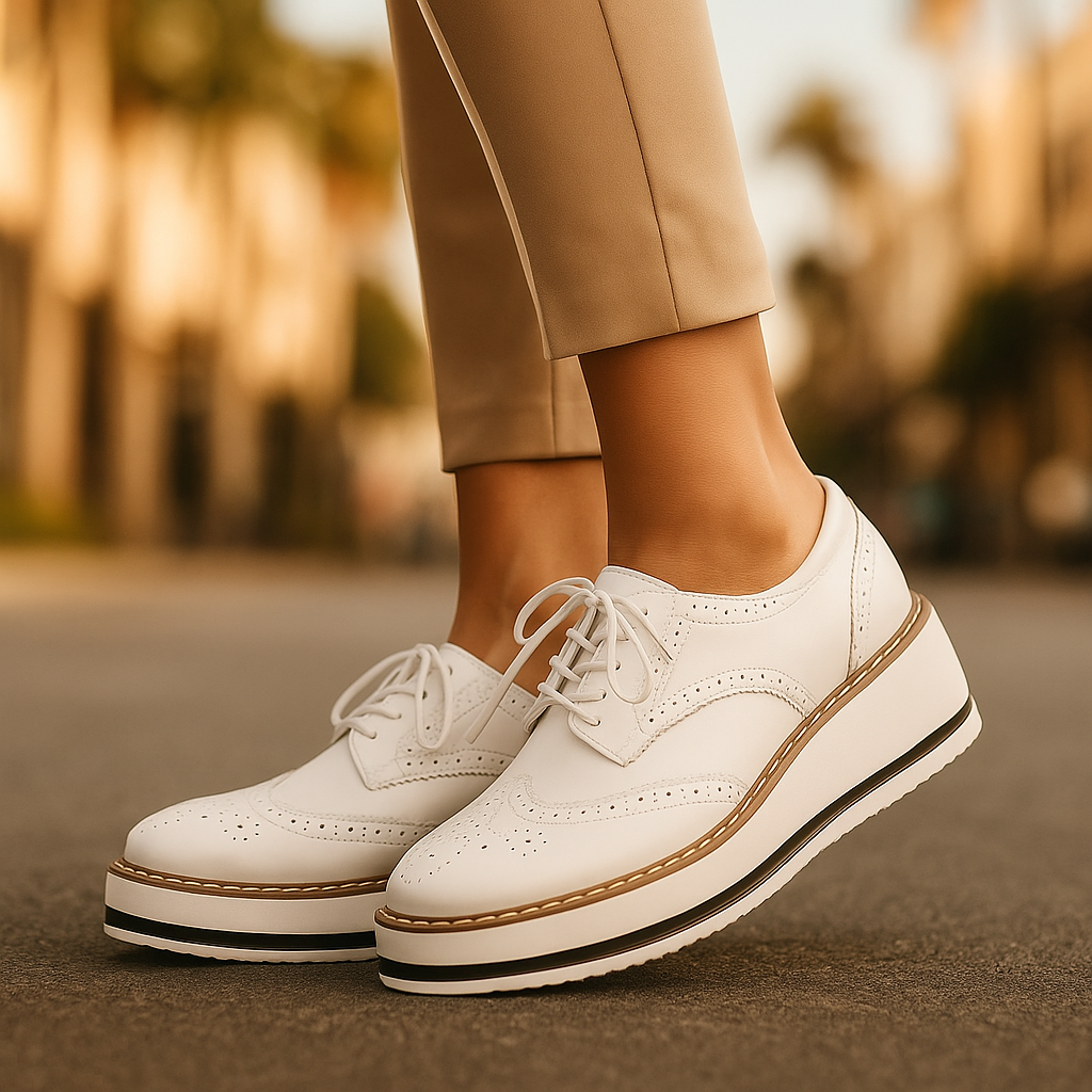 Dark beige platform oxford shoes for women, supportive & stylish, ideal comfortable walking footwear.