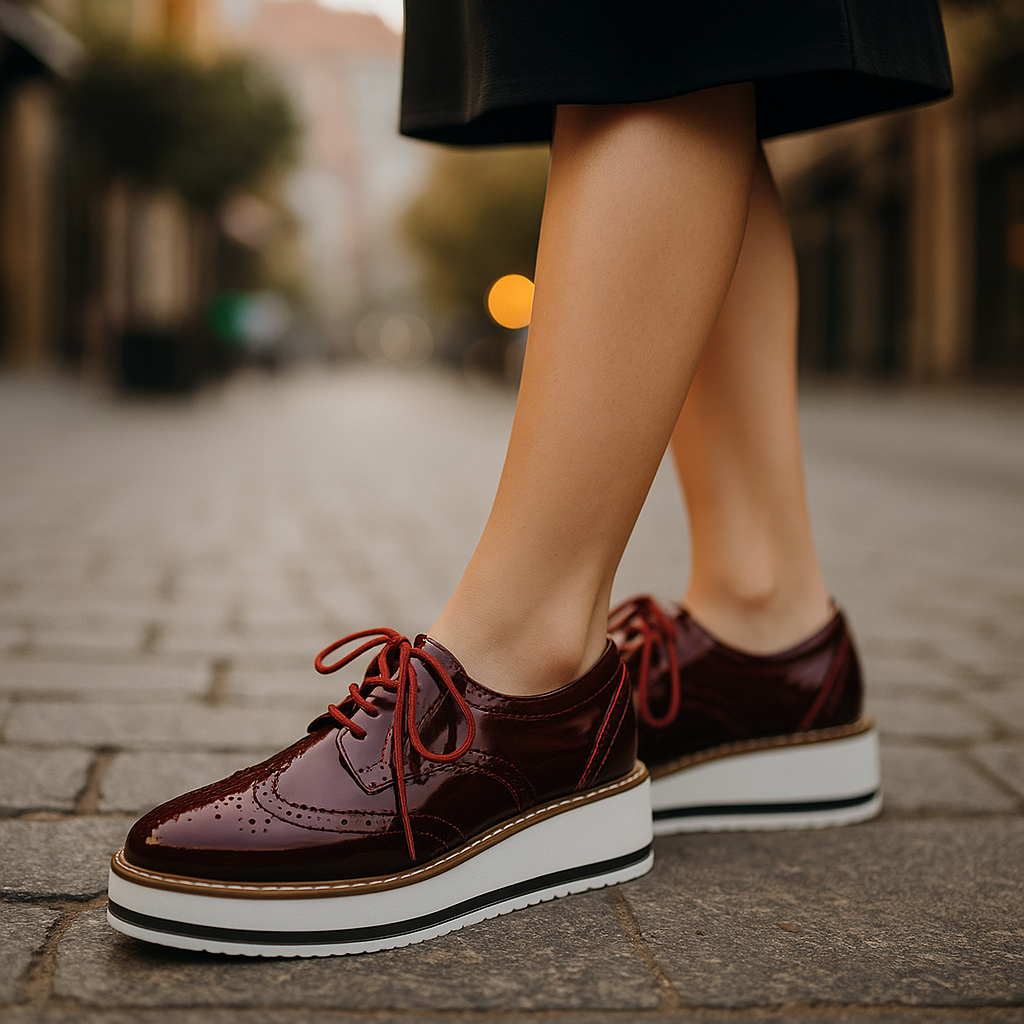 White snow women's platform oxfords, elegant & comfortable with perforated design, great for walking.