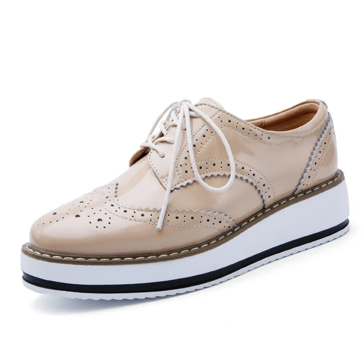 Wine red platform oxford shoes for women, stylish, supportive & comfortable for all-day wear.
