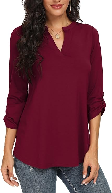 Women's relaxed fit long sleeve top, a stylish and versatile blouse for casual elegance.