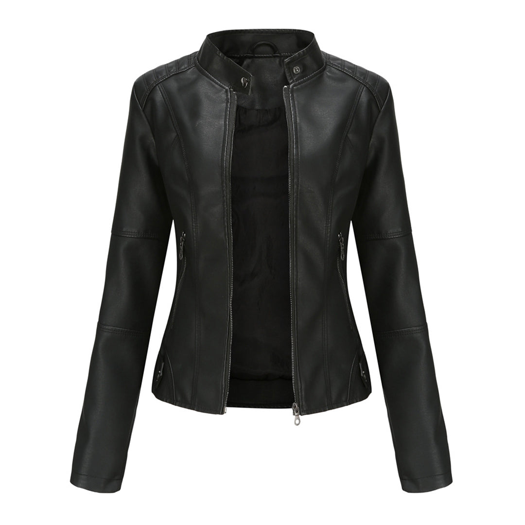 Women's stylish Romy leather jacket, perfect for fashion-forward spring & fall outfits.
