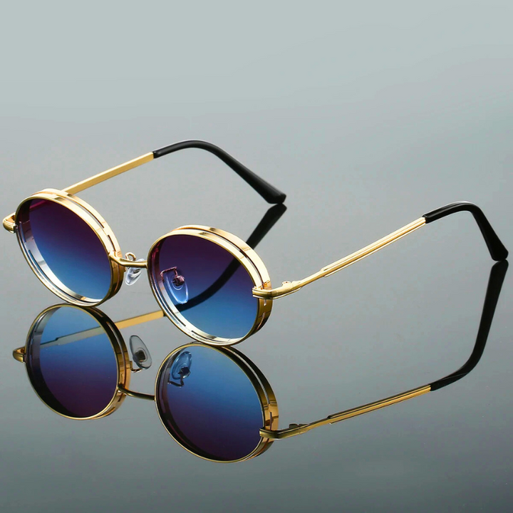 Women's stylish round UV400 protection sunglasses, a chic fashion accessory for eye safety.